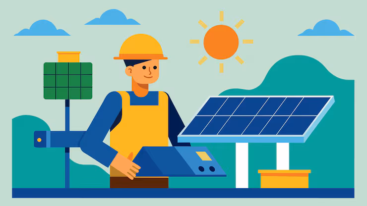 A team of solar installers smiling